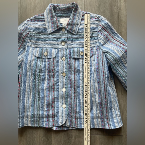 Draper’s And Damon’s Striped Button Down Blouse Women’s Petite Medium - Picture 9 of 10